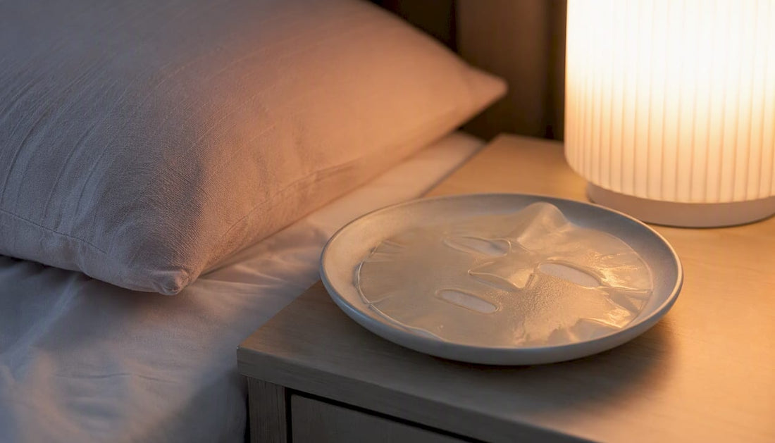 Transparent hydrogel overnight face mask on ceramic dish